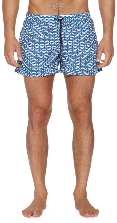 Fendi Monster Eye Swim Trunks, Blue 